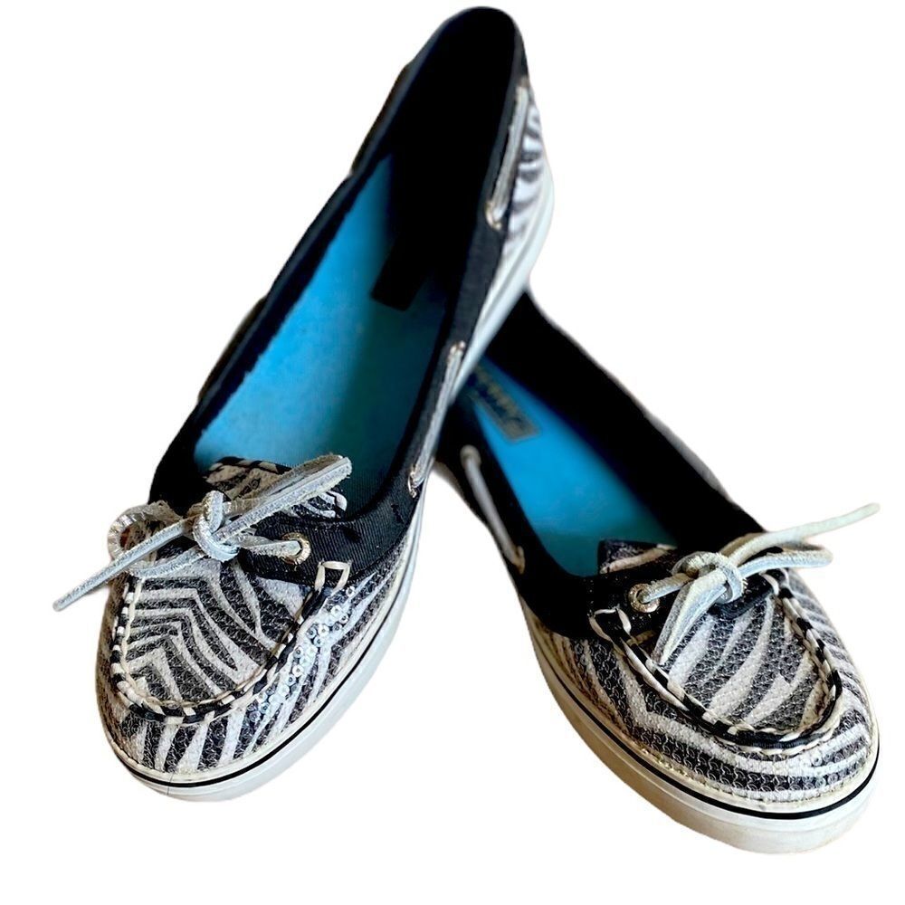 Sperry Gray Sequin Top Sider Angelfish Boat Shoes